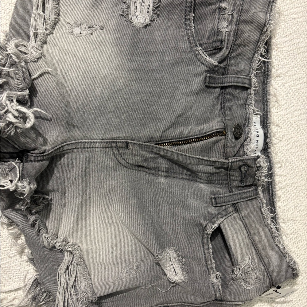 Flying Monkey Gray Distressed Jean Shorts